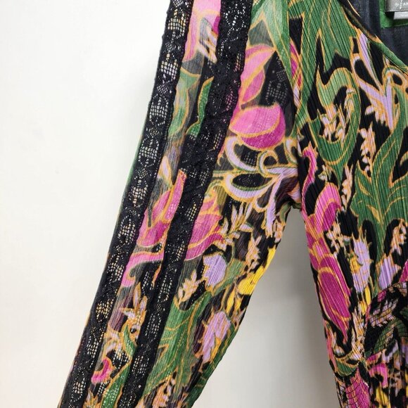 By Anthropologie Mini Dress Sz XS Women’s Genevieve Multicolor Floral Lace Boho - Picture 9 of 10